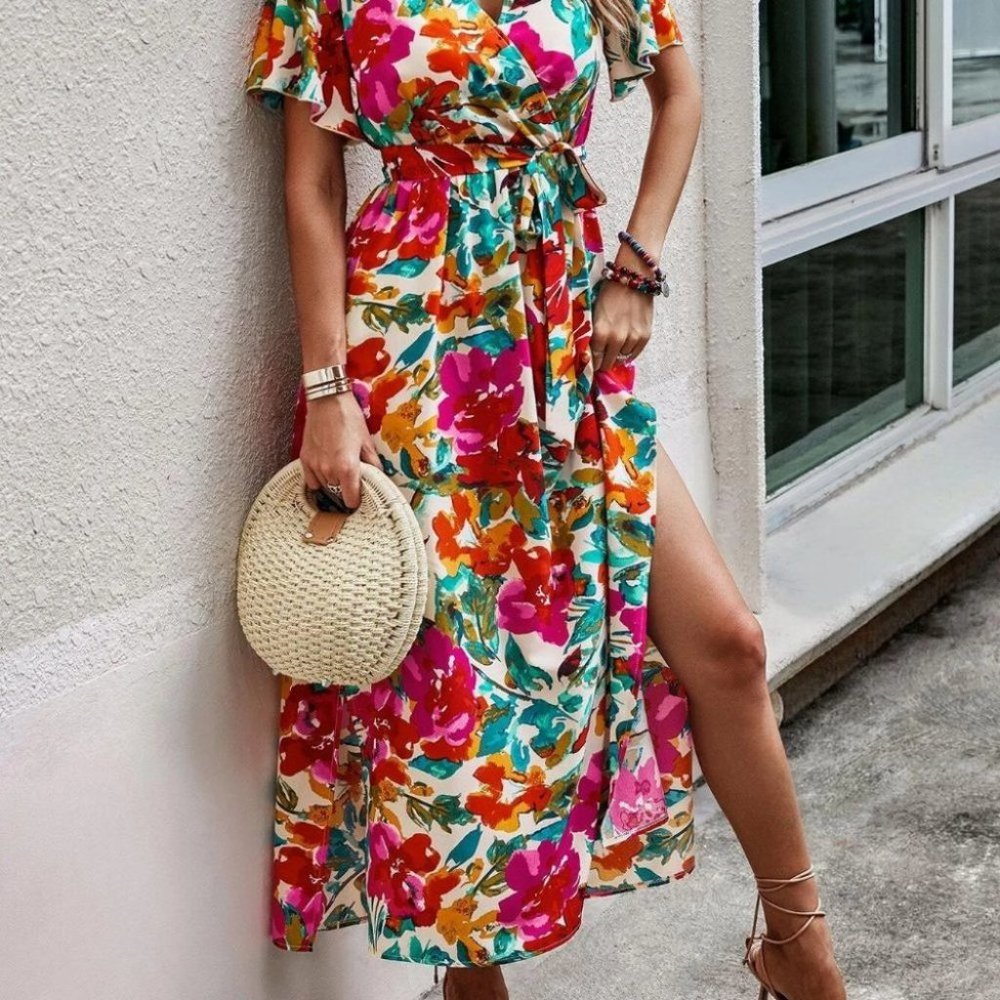 Boho Floral Print Womens Maxi Dress - Picture 4 of 4